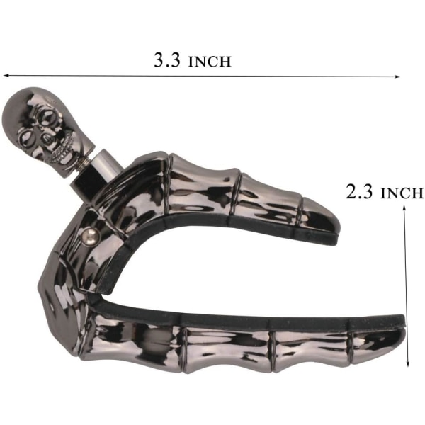 Gitarr Capo Skull Capo för Akustisk och Elektrisk Gitarr Skelett Huvud Ukulele Capo med 5 Plektrum Black