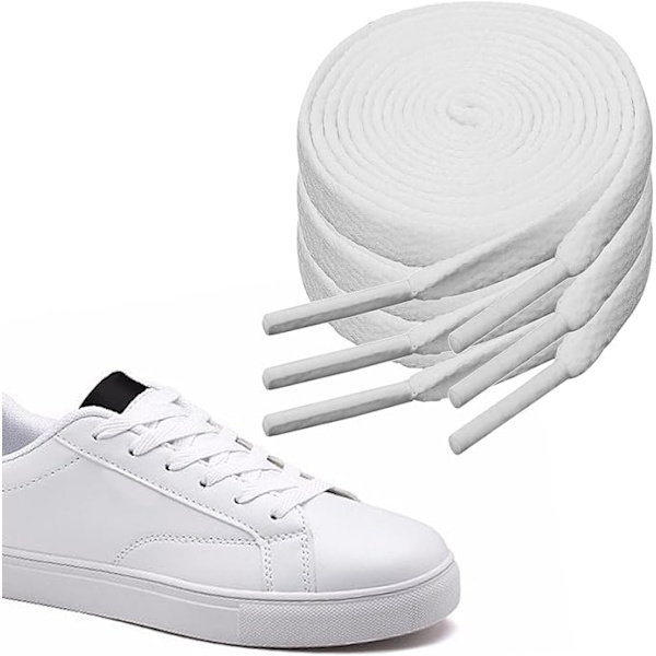 3 par hvide flade skolisser, egnet til sneakers osv. Weiß 100cm