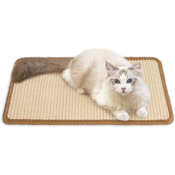 Cat Scratcher Mat, 40 x 30 cm Natural Sisal Cat Scratch Mats, Horizontal Cat Floor Scratching Pad Rug, Protect Carpets and Sofas - Beige