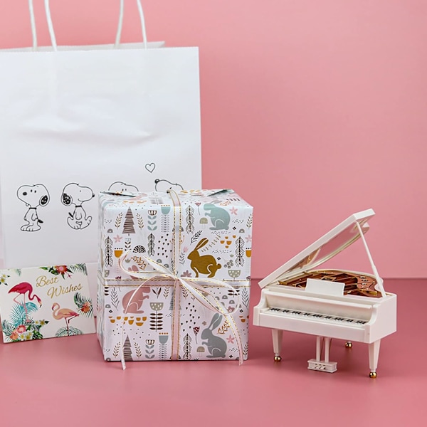Klassisk Pianomusikboks, Musikgaver, Let Melodi, Personlige Gaver til Piger, Mini Pianobords Ornament (Hvid)