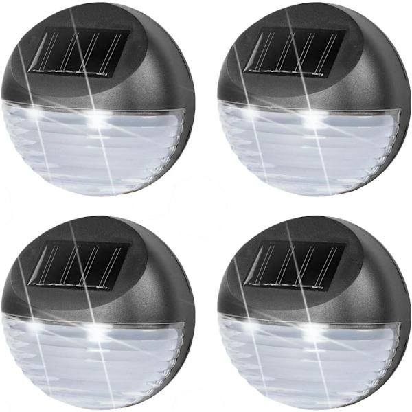 Solcelledrevne LED-gjerdelys for hage, vegg, uteplass, dør, terrasse, utendørsbelysning (4 x solcellegjerdelys) [Energiklasse A]