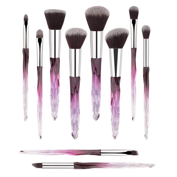 Ammattimainen meikkisivellin 10 kpl Pehmeät harjakset Hiukset Meikkisiveltimet Eyeliner Kulmakarva Huuli Contour Blending Brush Set Purple