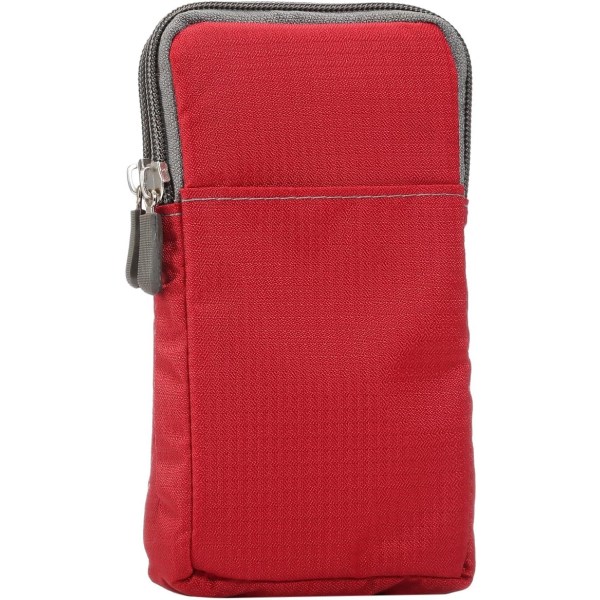 Mobiltelefonbälte, Crossbody Mobiltelefonväska, Outdoor Resa Nylon Axelväska, med Bältesögla Karabinkrok red 9*16.5*3.0CM