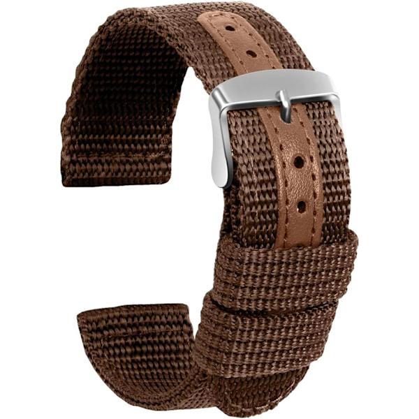 Nylon klockarmband Canvas ersättningsklockarmband Militär Armé Män Kvinnor - 22mm Rostfritt stål Silver spänne klockarmband