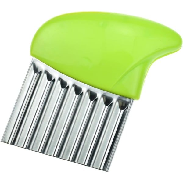 Potato Chipper Stainless Steel Wavy Blade Chips Cutter Crinkle Slicer Vegetable Chopper Green