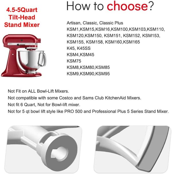 Flex Edge Beater for KitchenAid Tilt-Head Stand Mixer Attachments, 4.5-5 Quart Flex Edge Beater Paddle with Silicone