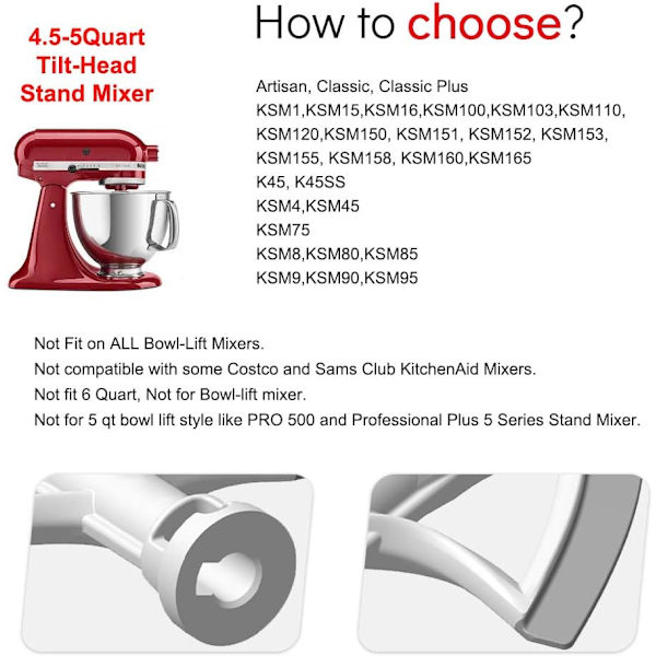 Flex Edge Beater för KitchenAid Tilt-Head Stand Mixer-tillbehör, 4,5-5 Quart Flex Edge Beater Paddle med silikon