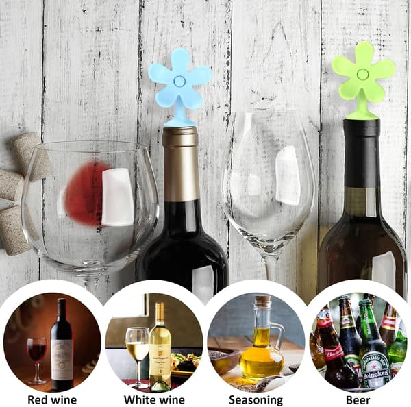 4 st Silikon Vinproppar i Blomform, Dryckesflaskförslutare, Vinproppar Flaskförslutare, Vinflasklock Ölflasksparare