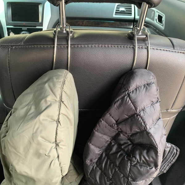 Nackstöd i baksäte för bil, hållare för handväska, väska, kappa, diverse och mobiltelefon (4 delar)