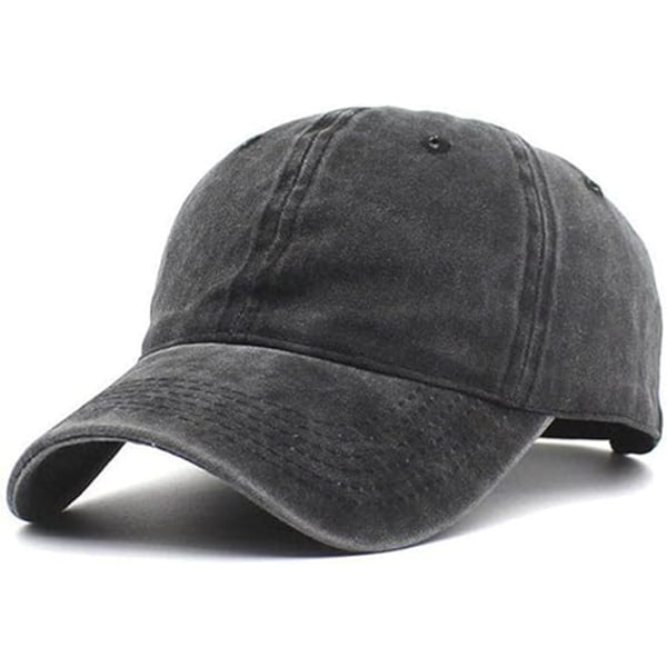 Vintage cap, ostrukturerad, justerbar cap för män för män, mjuk keps som andas och absorberar cap för män, tvättad svart