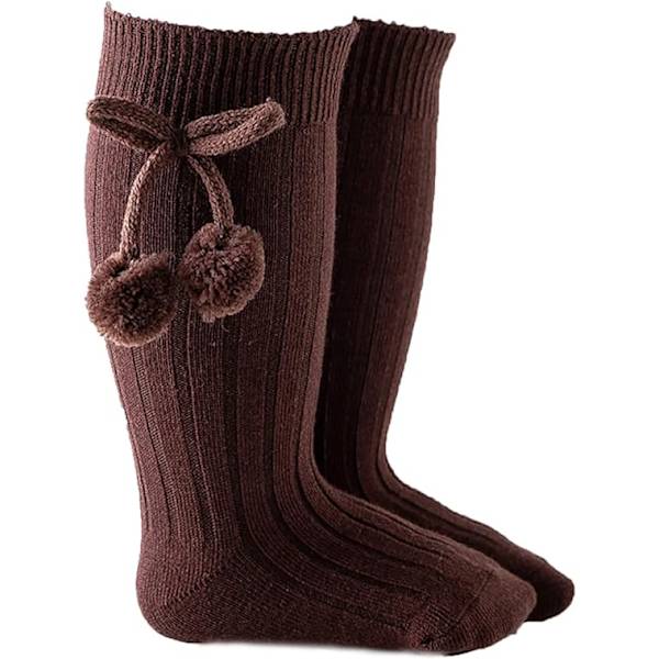 Unisex Baby Knee High Socks Toddler Girls Boys Stretch Knitted Stockings Pompom Decor Leg Warmers S
