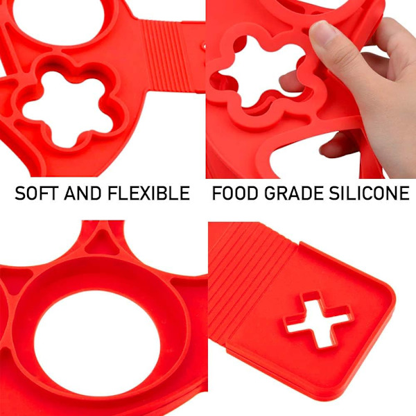 2-pack pannkaksform, pannkaksformar, stekt äggform, uppgradering 7 hål, non-stick silikonäggring