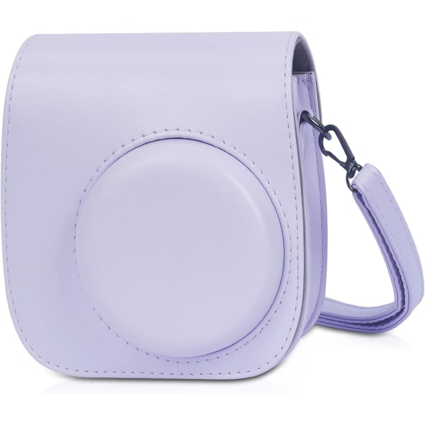 Phetium Instant mini 11 case Kompatibel med Instax Mini11, PU-läderväska med ficka och justerbar axelrem (lila lila)