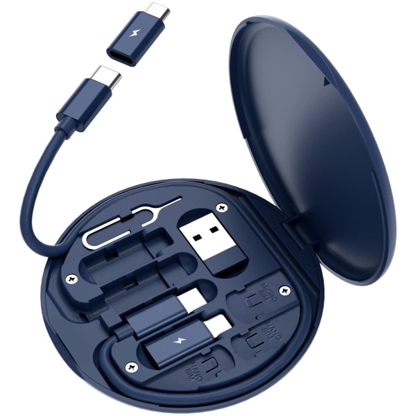 Multi USB laddningsadapterkabelsats, USB C till belysningsadapterbox (blå) blue