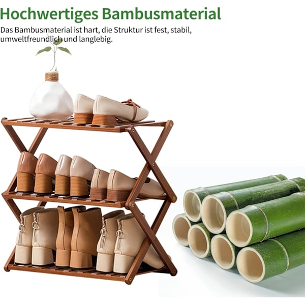 Fällbar 3-lagers bambuskoställ, bambuskoställ