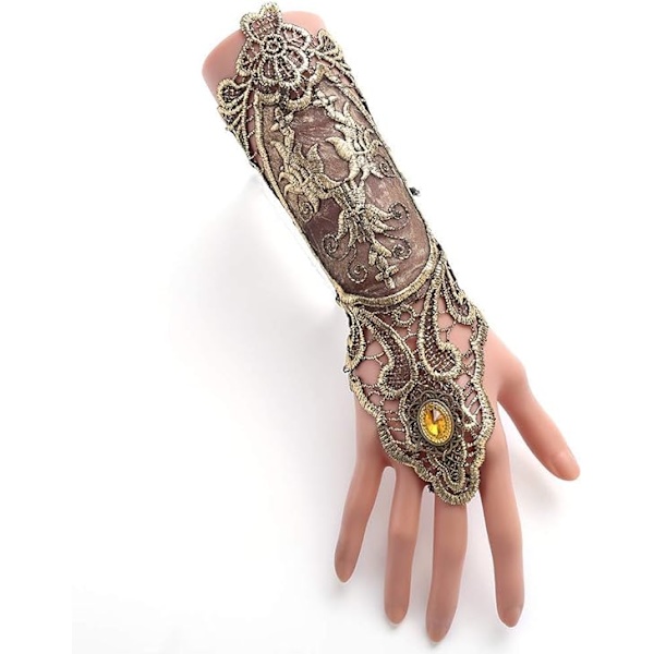 Spetsarmband Fingerlösa Långa Spetsarmband Handledslängd Blommiga Handskar Steampunk Damhandskar Set Flickor Bröllop Fest Bal Kväll