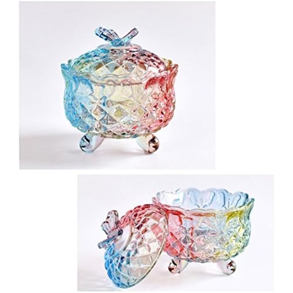 Royal Embossed Crystal Slikæske med Låg, Fod, Smykkeskrin, Slikkrukke, Kagekrukke, Bryllupsslikbuffetkrukker, Køkken