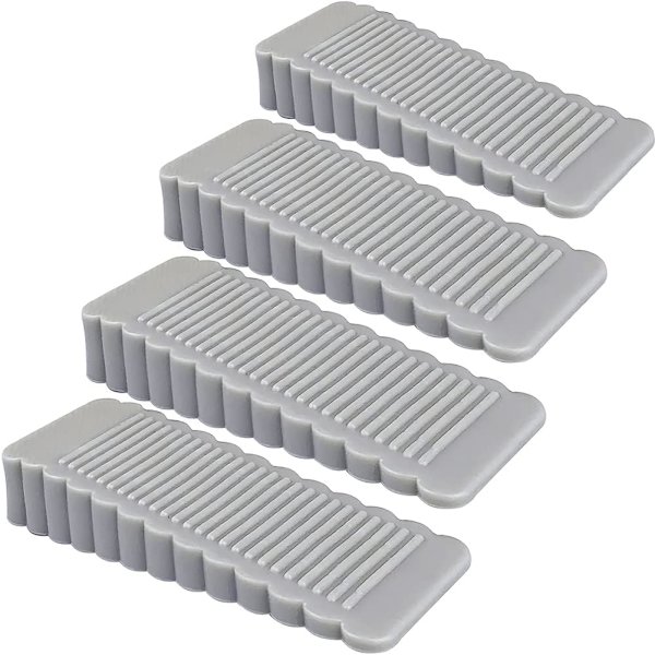 4-pack grå gummistopp för dörr, kilformad, tunn och liten, halkfri plugg, diskret, tung, mjuk silikondörrstopp för inomhusskåp och dusch