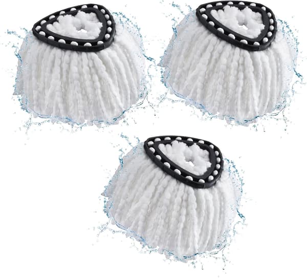 3-pakning moppehoder, kompatible med Vileda, 2-i-1 Turbo moppehode-erstatning, mikrofiber spinmopp-påfyll (hvit)