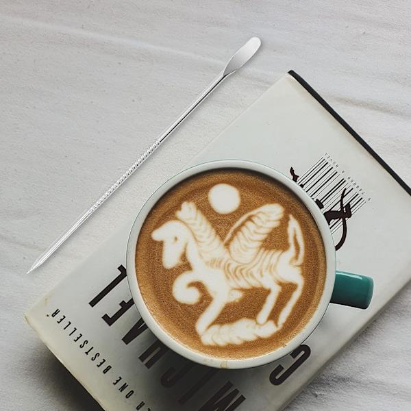 5 st rostfria kaffekonstpennor, kaffefancystygn baristaverktyg för cappuccino latte espresso dekorering hem kök café