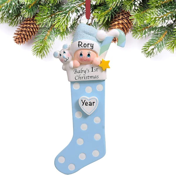 Babys første julepynt – Babys første julepynt – Personlige babygaver til nyfødte, blå