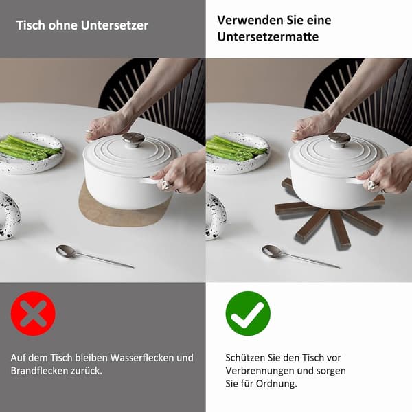 Treunderstellsett for varme retter, varme gryter og panner, understellstre laget av svart valnøtt, gryteunderstell for kjøkken