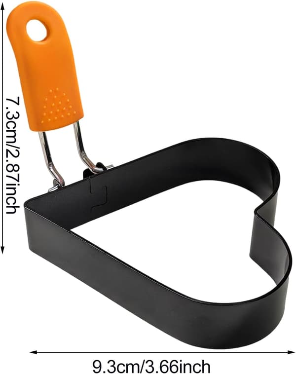 1 stk. Eggeringer for steking, stekering i rustfritt stål, non-stick stekeringer, 4 former stekeform (hjerter)