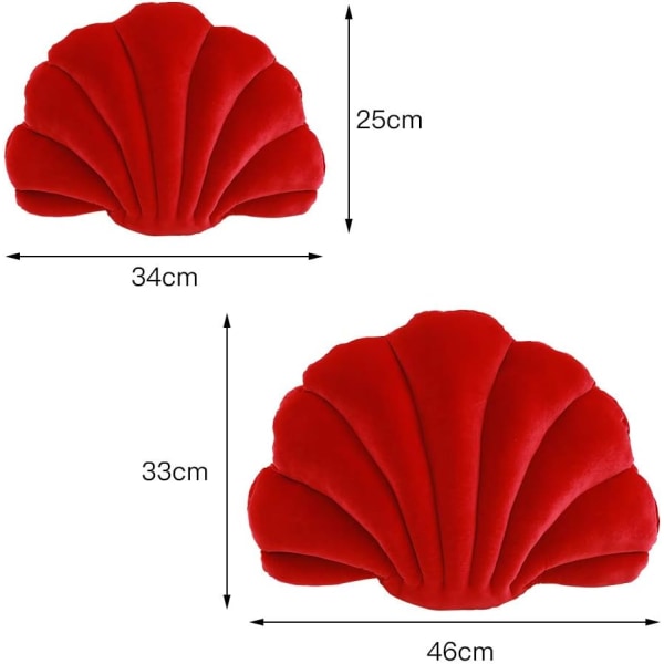Pudebetræk i fløjl med form som en muslingeskal - Hyggelig ensfarvet pudebetræk - Dekorativ pude til sofaen - Pude til at kaste