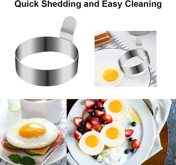 Eggering, Omelettform i rustfritt stål, Non-Stick pannekakeringsform for steking av egg, eggsirkler