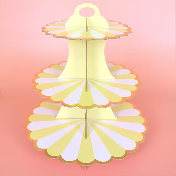 Cupcake-utstillingsstativ, desserttårn, kake- og bakverksholder (gulhvit)