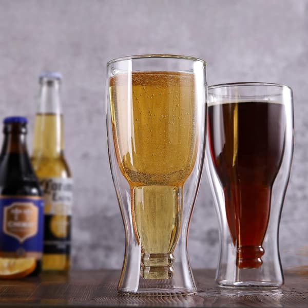 Ølglas 13,5OZ/400ML, Dobbeltvægget Isoleret Omvendt Glas, Sæt med 2, Ølglas