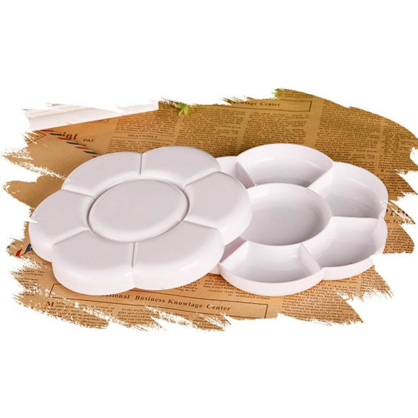Plastblomformad färgbricka - Vit (2-pack)