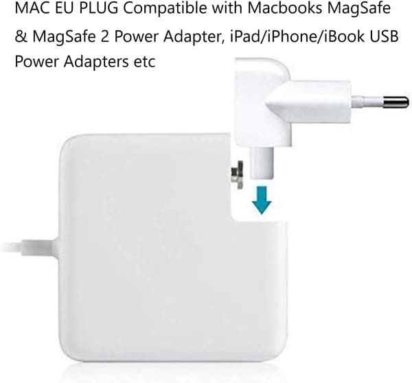 2 stk. adapter europeisk reiselader konverter reservedelskontakt erstatningsplugger for Apple Macbook Ipad Iphone strømadapter etc.