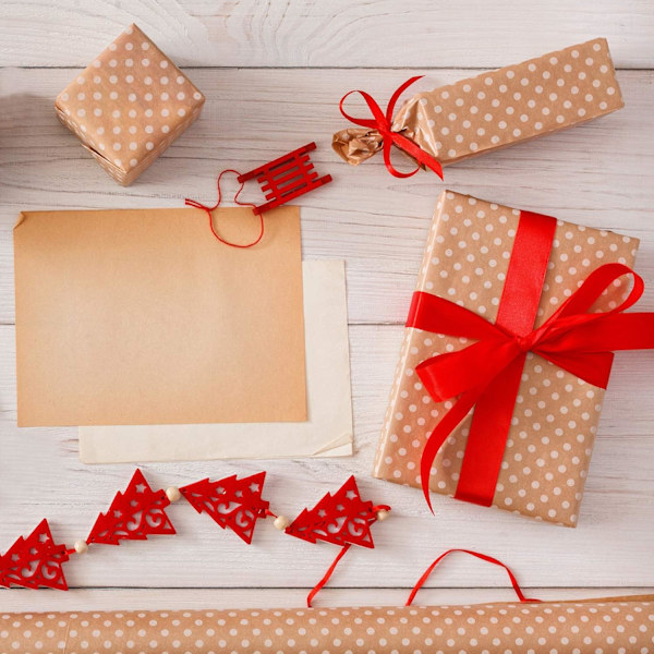 Rött Satängband för Julklappsinslagning, Band för Hantverk, Presentinslagning, Juldekorationer (9*9*2.40cm)