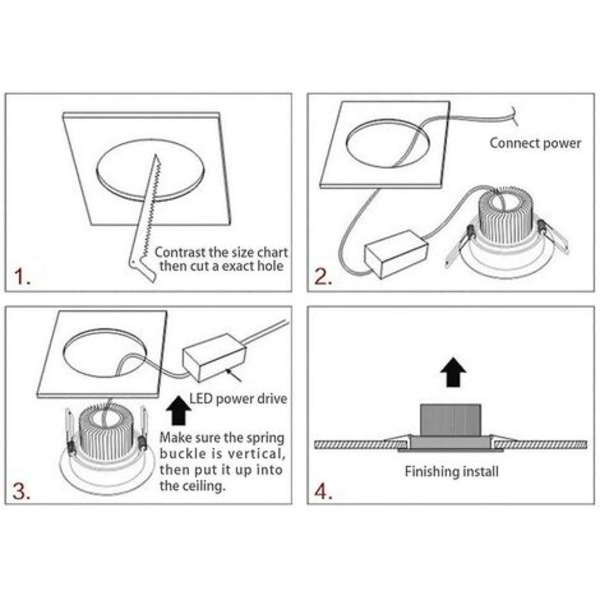 7W LED Downlight Dimbar Svart Ekstra Flat 5-pakning, Hvitt lys 6000K, Utskåret 80-90mm, For bad, Kjøkken, Stue, Gang