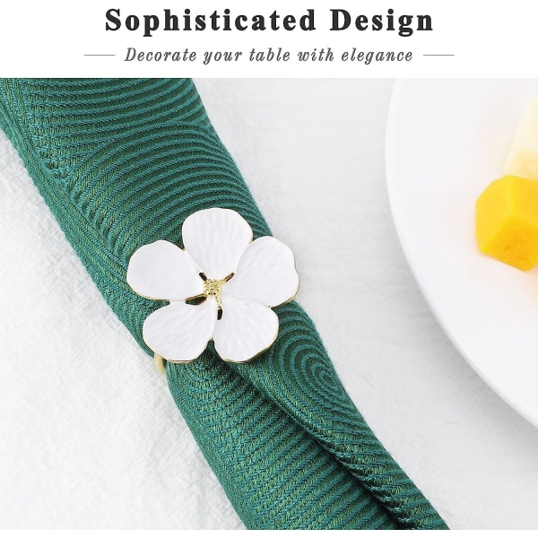 Servietringe, Sæt af 6 Blomster Servietringholdere Middagsborde Ringe Elegant Ornament Bordopstilling Dekoration