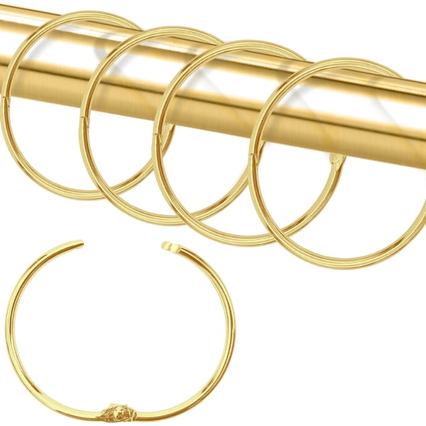 Duschdraperi-krokar, duschdraperi-ringar för badrum duschstång, snäppfogsdesign gold