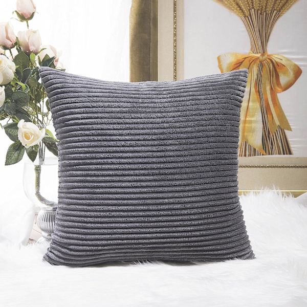 Putetrekk sett med 2 myke putetrekk til sofa, 18 x 18 tommer, grå