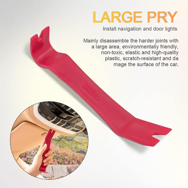 5PCS Auto Trim Removal Tool Kit, Car Interior Door Panel Clip Fastener Removal Set, No Scratch and No Marring (Red)