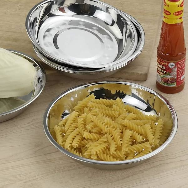 7,64 tuuman pyöreä lautanen ruostumattomasta teräksestä, ruokalautanen, 6 kappaleen pakkaus