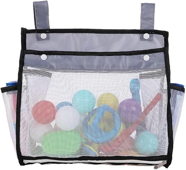 Baby Badeleke Organizer, Badeleke Oppbevaringspose for Badekar Mesh Oppbevaringsnett Dusjtilbehør Badelekeveske for Oppbevaring av Leker, Svart