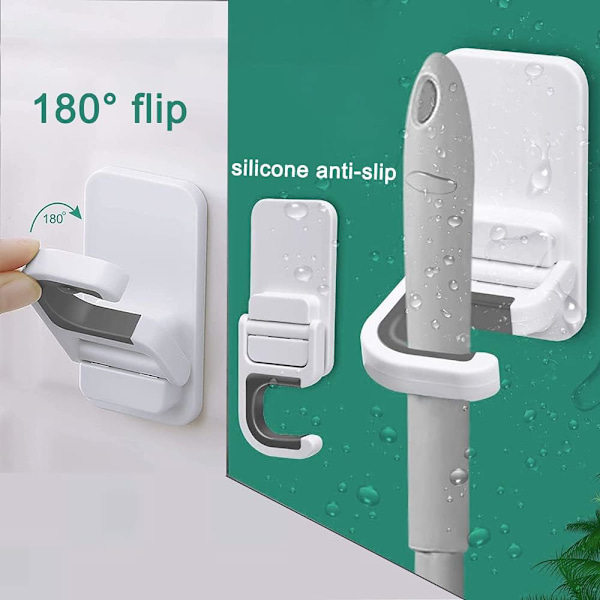 Kosterholder, moppeholder, veggmontert selvklebende moppeklips, sklisikker veggmontert krok