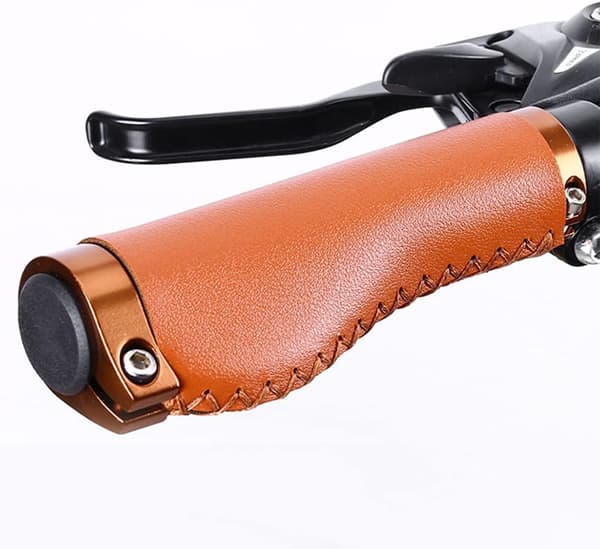 Cykelgreb Læder ergonomisk skridsikkert styr til 22,2 mm mountainbikes mountainbikes, sort