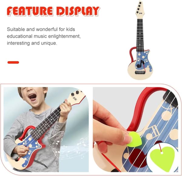 Barn Gitarr Pedagogisk Ukulele för Barn Leksaksgitarr Plast Ukulele Nybörjar Ukulele Tidig Utbildning Ukulele Barn Ukulele Röd Nylon
