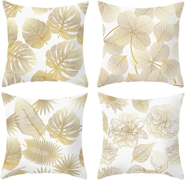 Örngott 45x 45cm, Modernt soffkuddfodral Vackra kuddfodral Soffa Bil Heminredningsskydd (Golden Leaves02, Sammet)