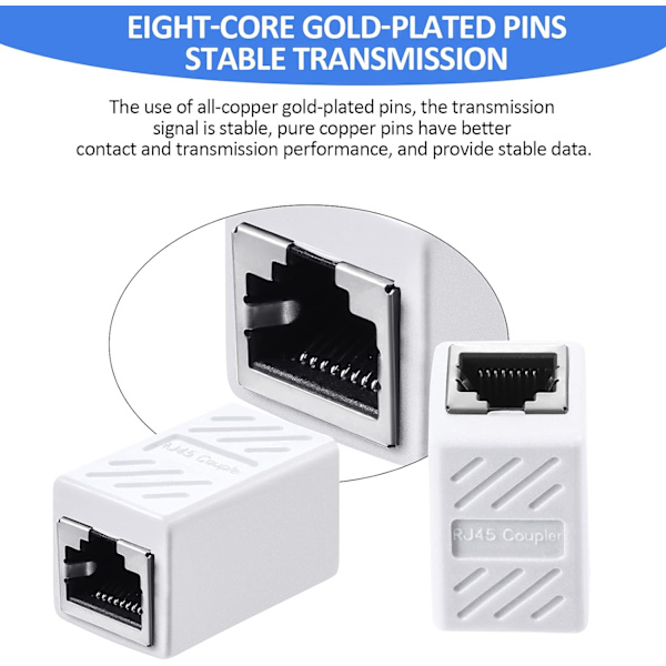 10 kappaletta RJ45-liitintä, Ethernet-jatkosovitin Verkkoyhteysliitin Cat7/6/5e/Cat5 Ethernet-verkkokaapeliliittimelle naaras naaras (valkoinen)