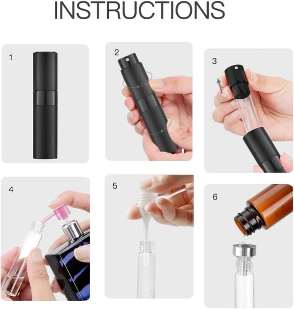 8 ml rejseparfumeatomizer, lille glasduftforstøver, bærbar tom cologne genopfyldningspumpe dispenser sort