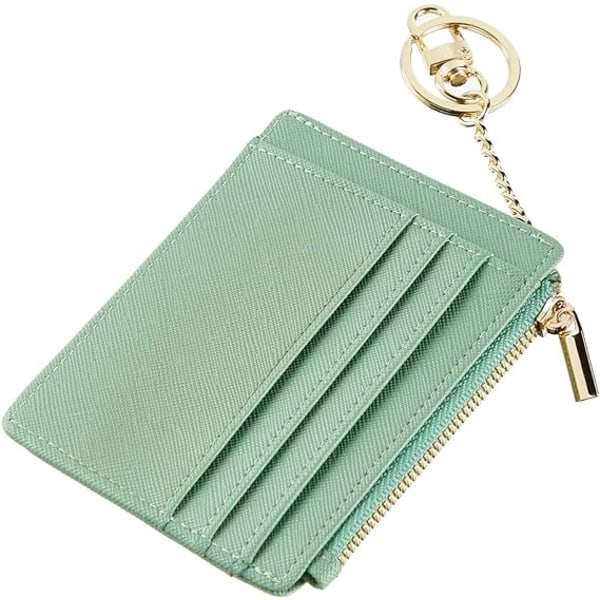 Kortetui Slank lommebok foran for kvinner Kredittkortholder med nøkkelring green