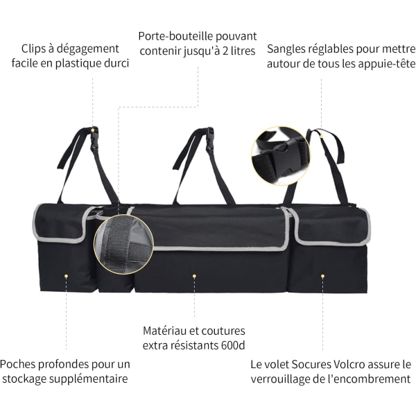 Oppbevaring i bilens bagasjerom, interiørarrangør biltilbehør, vanntett Oxford-stoff biloppbevaringsarrangør med 4 lommer