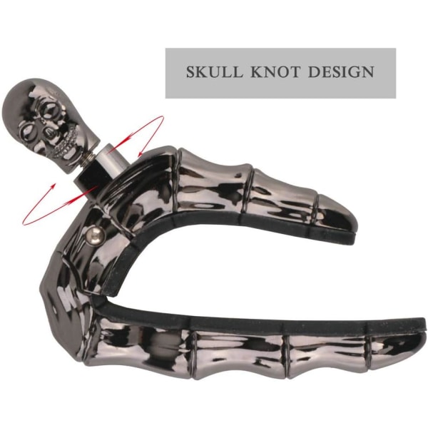 Gitarr Capo Skull Capo för Akustisk och Elektrisk Gitarr Skelett Huvud Ukulele Capo med 5 Plektrum Black